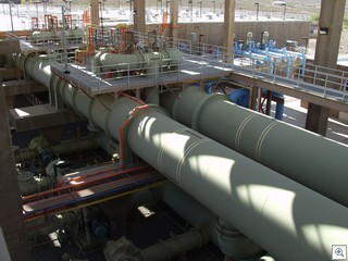 River Mountain Pipes Move Water From The Ozonization Tanks To The Carbon Filter Tanks
