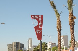 Bow and Arrow Motel - Vintage neon sign in the downtown Las Vegas cultural corridor