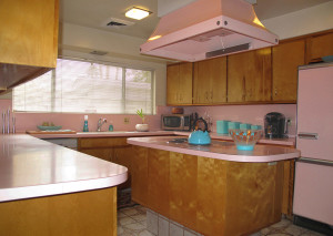 absolutely original with matching pink GE appliances, including double ovens, dishwasher, cooktop and fridge. 