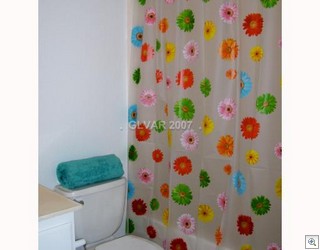 Mum's the word about the shower curtain. 