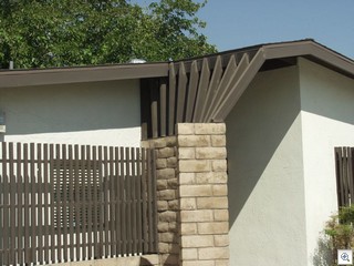 2x4's in a fan pattern create shade and architectural interest