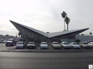 space age mid century modern architecture on fremont street in las vegas