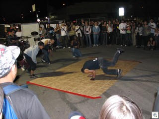 Breakdancers draw huge crowds for their perfomances. 