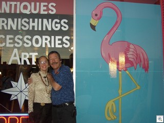 Pink Flamingos In The Windows Of  Retro Vegas - And Jack LeVine and Mary Alderman Of Very Vintage Vegas