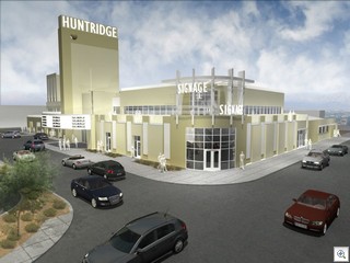 Daytime Rendering Of the adaptive re-use plan for the Huntridge Theatre In Down Town Las Vegas