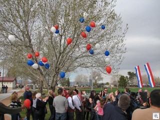 The Leavitt Family released the baloons to mark the opening of the park