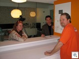 Heather Purcell, (l) of Design OnScreen; Jake Gorst and Carey Stratton